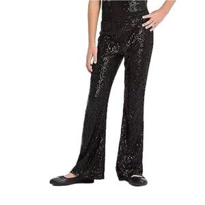 Art Class Girls' Large 10/12 Black Sequin & Black Color Lined Flare Leg Pants